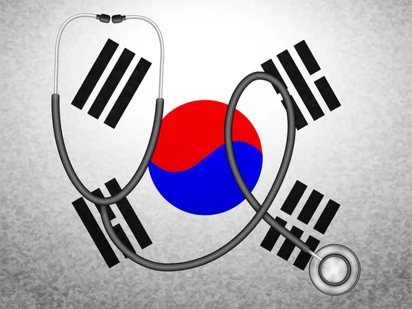 Stethoscope South Korea Flag Background Vector Illustration — Stock Vector
