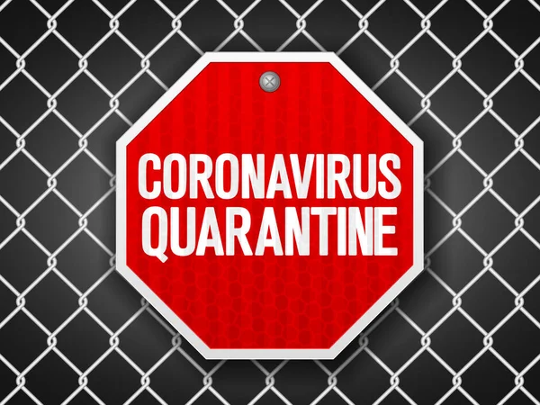 Signo Cuarentena Del Coronavirus Fondo Cerca Alambre Ilustración Vectorial — Vector de stock