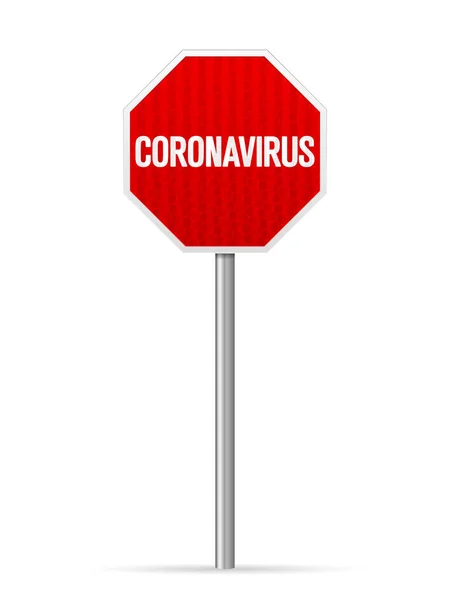 Señal Tráfico Coronavirus Sobre Fondo Blanco Ilustración Vectorial — Vector de stock