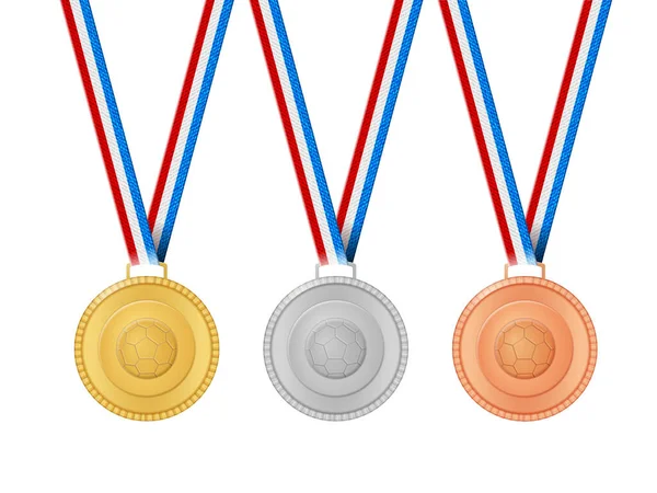 Medallas Fútbol Sobre Fondo Blanco Ilustración Vectorial — Vector de stock