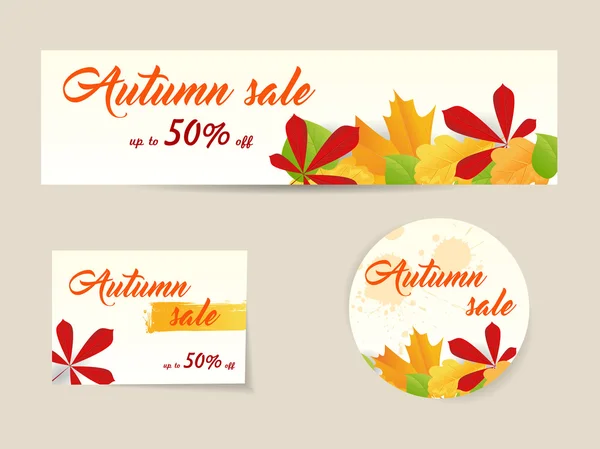 Set di banner vendita autunno — Vettoriale Stock