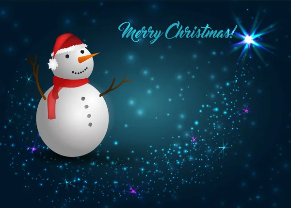 Christmas background with snowman — Stock Vector