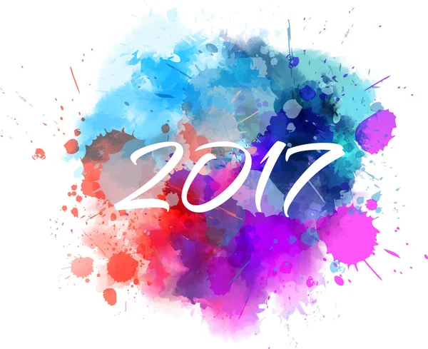Tache multicolore avec message 2017 — Image vectorielle