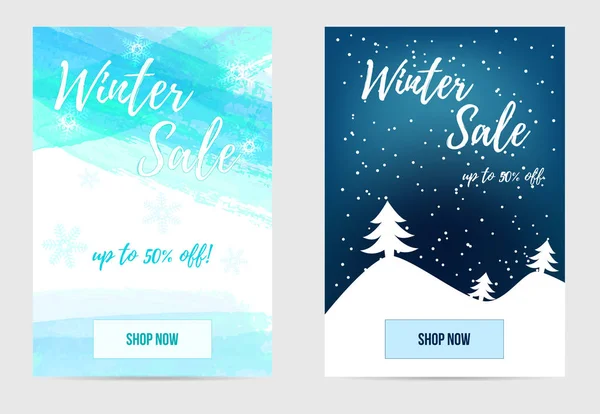 Banners de venda de inverno — Vetor de Stock