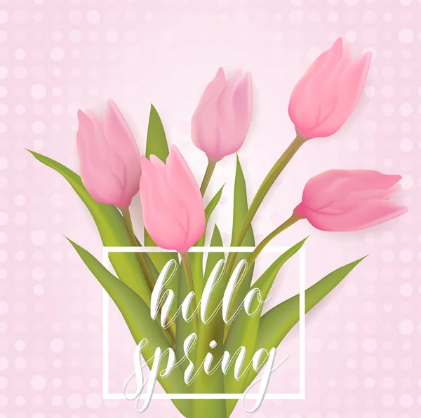 Carte de voeux avec fleurs de tulipes — Image vectorielle