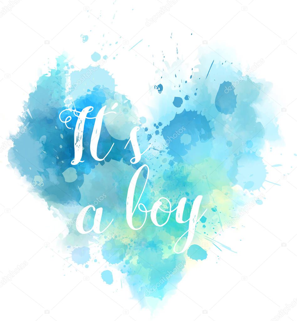 Babe gender reveal watercolored heart