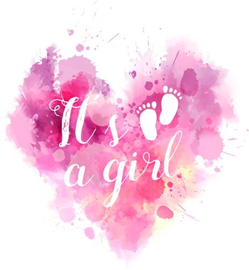 Baby gender reveal watercolored heart clipart