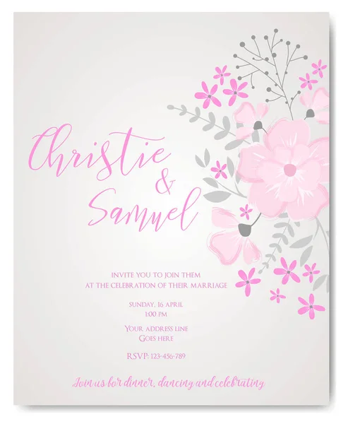 Wedding invitation flowers template — Stock Vector