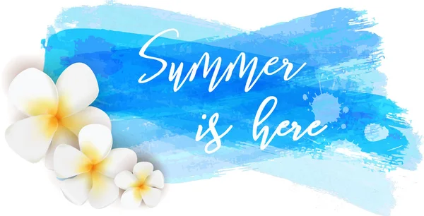 Summer is here watercolor brushed background — Stock Vector