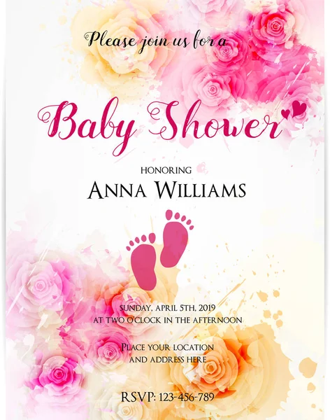 Baby shower zaproszenia szablon — Wektor stockowy