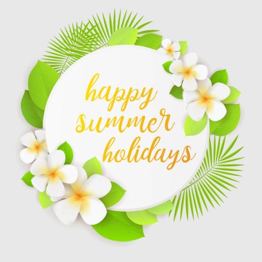 Yaz tatil arka plan tropikal çiçeklerle