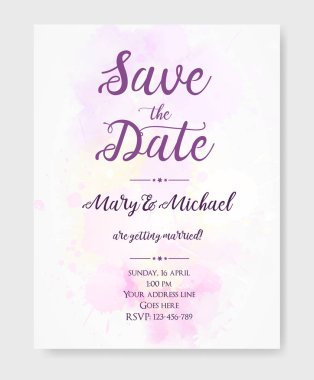 Sulu Boya lekesi şablonuyla davet düğün