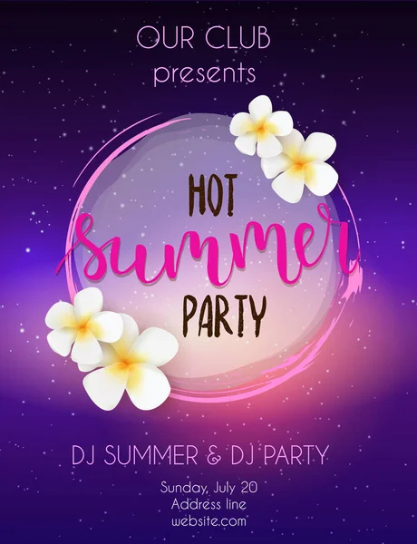 Шаблон плаката для музыкальной жаркой летней вечеринки — стоковый вектор