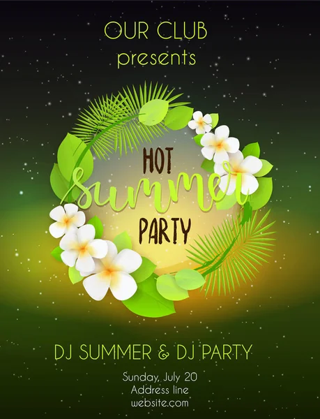 Müzik sıcak yaz parti için poster şablonu — Stok Vektör