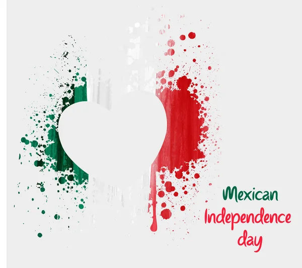 Fondo del Día de la Independencia Mexicana con corazón grunge — Vector de stock