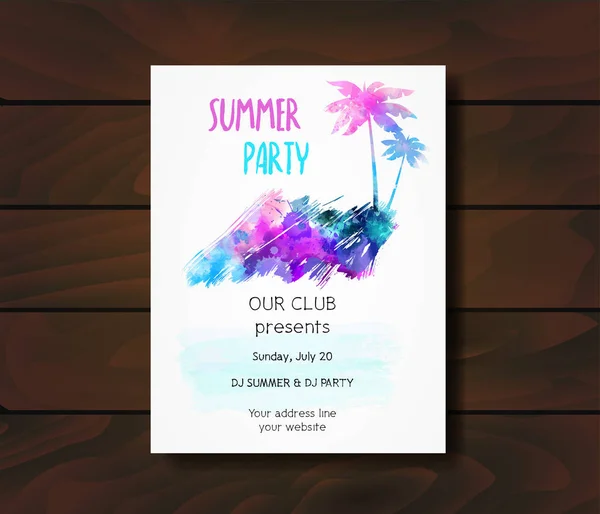 Template for summer party poster. — Stock Vector