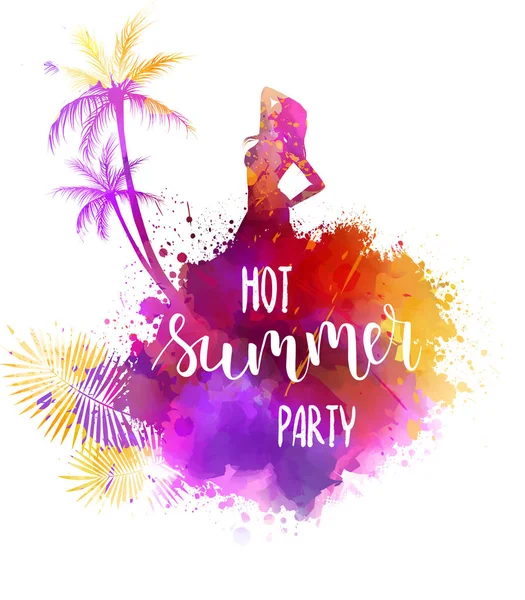 Sommar party akvarell bakgrunden — Stock vektor