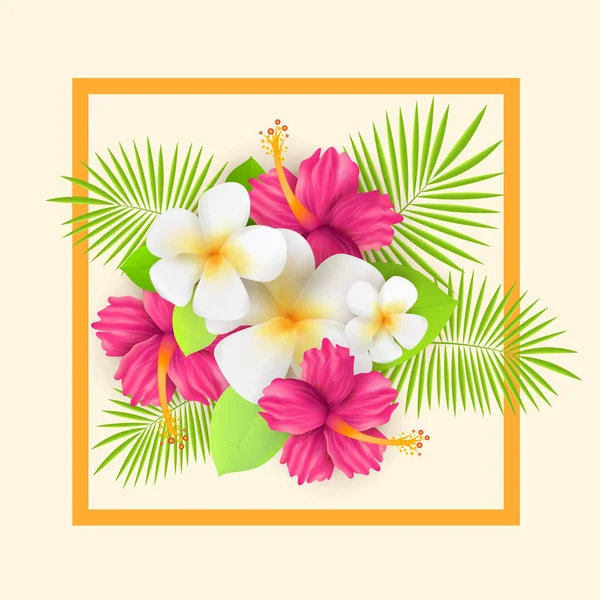 Fond tropical avec des fleurs — Image vectorielle