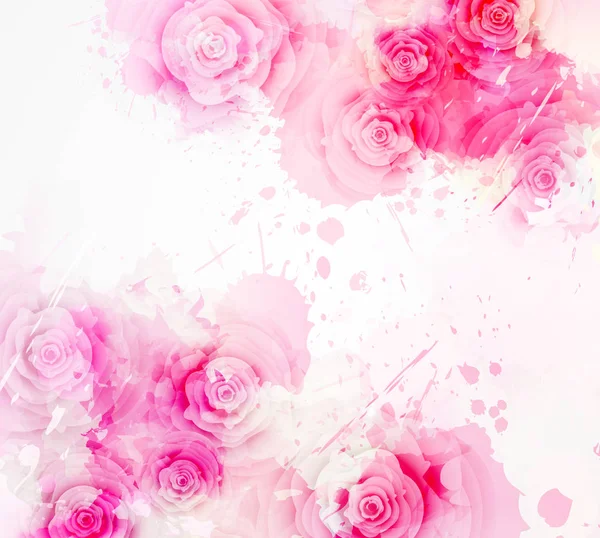 Templat undangan bunga merah muda - Stok Vektor