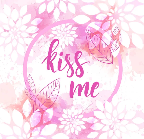 Valentinskarte mit Kuss mich Nachricht — Stockvektor