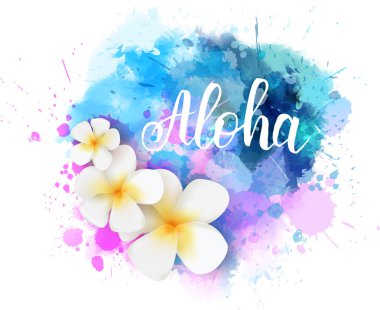 Yaz watercolored sıçrama ile çiçek