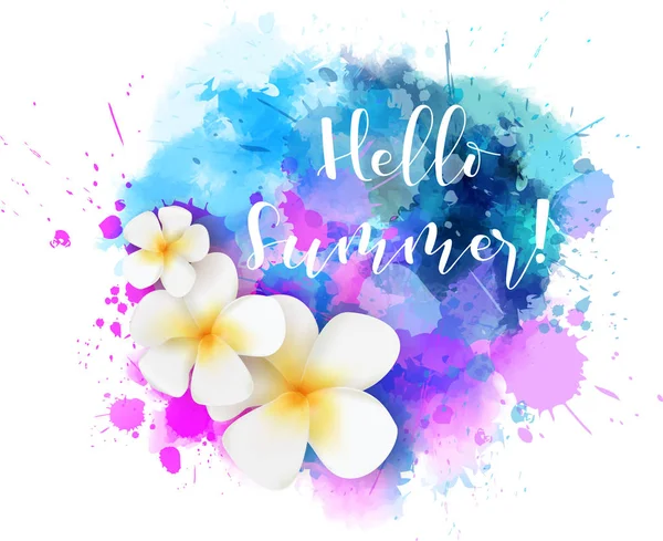 Summer watercolored splash with flower — Stock Vector