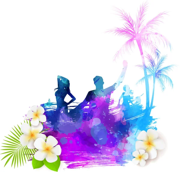 Summer party watercolor background — Stock Vector