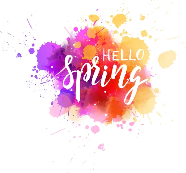 Hola salpicadura de acuarela primavera — Vector de stock