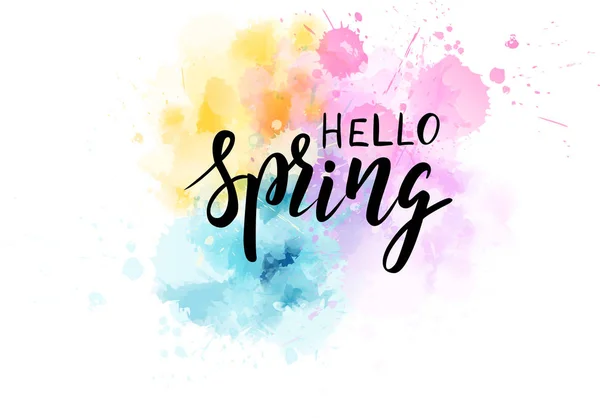 Hola salpicadura de acuarela primavera — Vector de stock