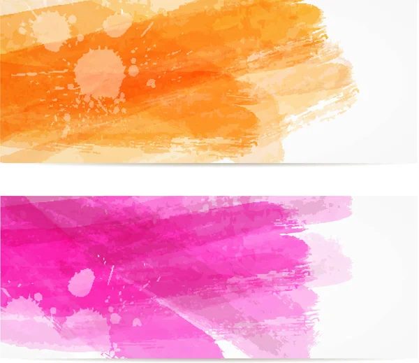 Aquarel geborsteld banners — Stockvector