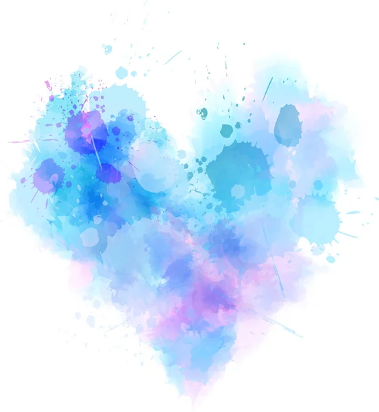 Bleu abstrait aquarelle coeur — Image vectorielle