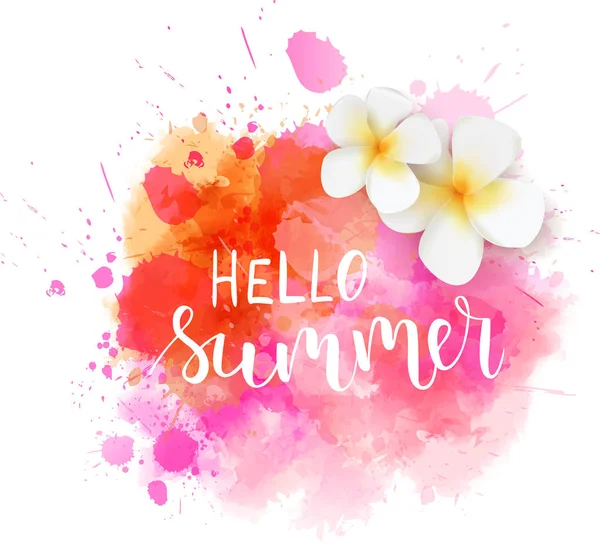Hallo zomer watercolored vlek — Stockvector