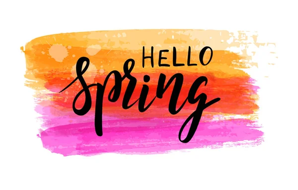 Olá primavera aquarela escovado fundo — Vetor de Stock