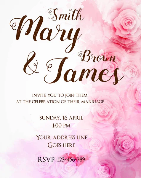 Floral πρόσκληση γάμου πρότυπο — Διανυσματικό Αρχείο