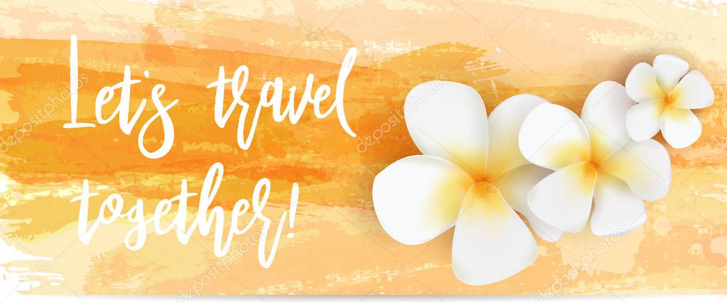 Brushed travel backgrounds with flowers