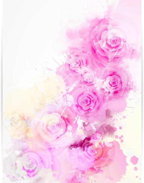 Plantilla de boda de invitación floral con rosas abstractas — Vector de stock