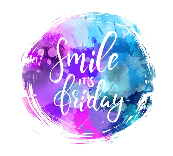 Smile it's friday calligraphy on round background — Stock Vector