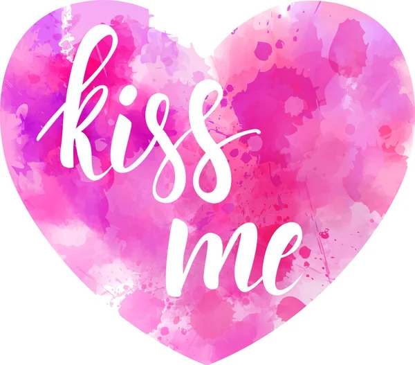 Valentine's day heart with kiss me message. — Stock Vector