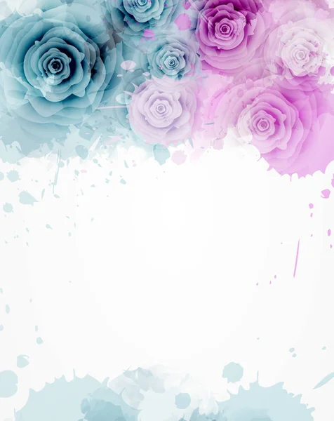 模板与水彩抽象玫瑰 — 图库矢量图片