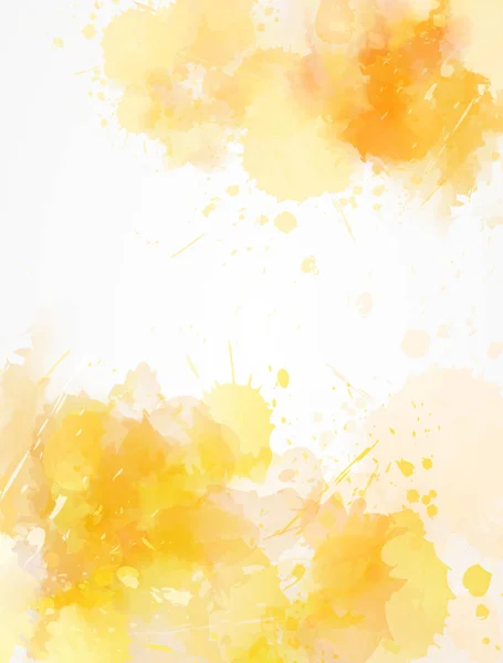 Watercolor paint splashes background in yellow colors — Stock Vector