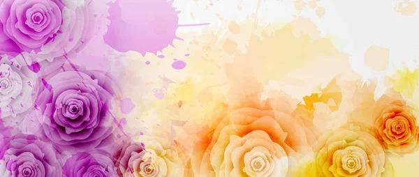 バラの水彩画の背景 — ストックベクタ