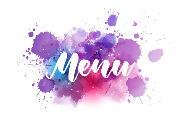 Lettrage de menu sur fond aquarelle — Image vectorielle