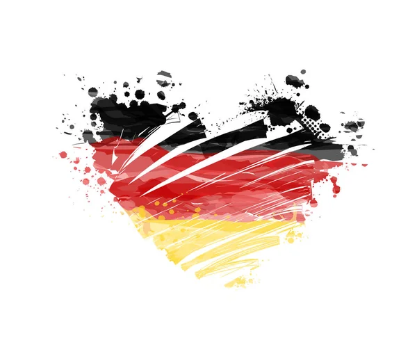 Grunge German flag in heart shape — Stock Vector