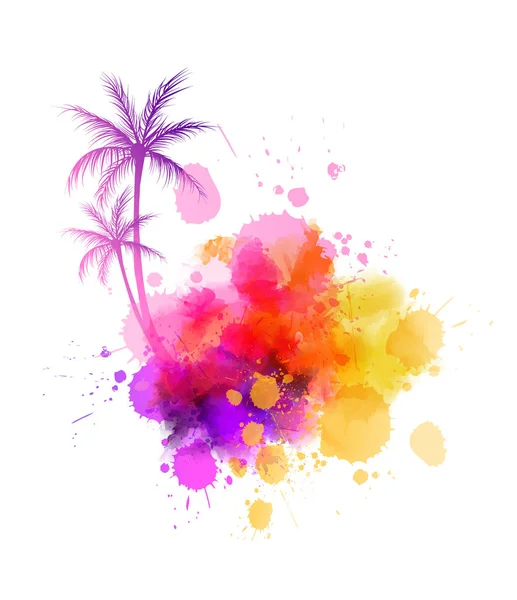 Painted splash with palm trees — Stock vektor