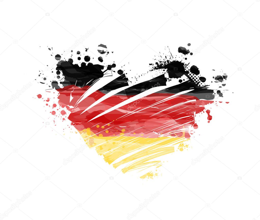 Grunge German flag in heart shape