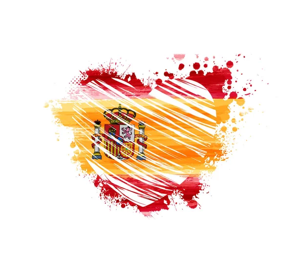 Bandera Grunge de España en forma de corazón — Vector de stock
