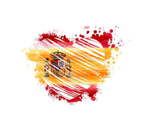 Grunge flag of Spain in heart shape — Stock vektor