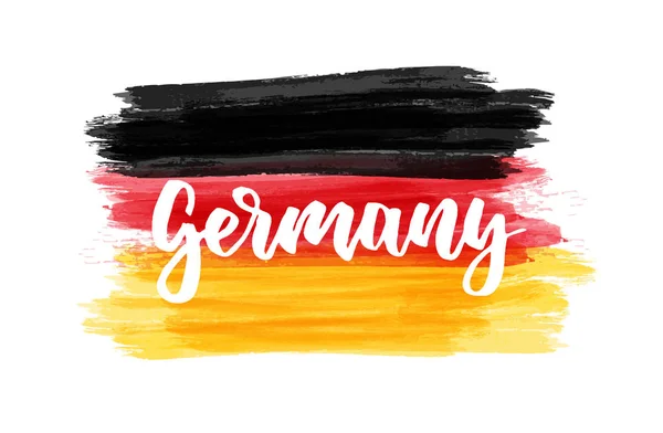 Alemania - texto escrito a mano sobre la bandera grunge — Vector de stock