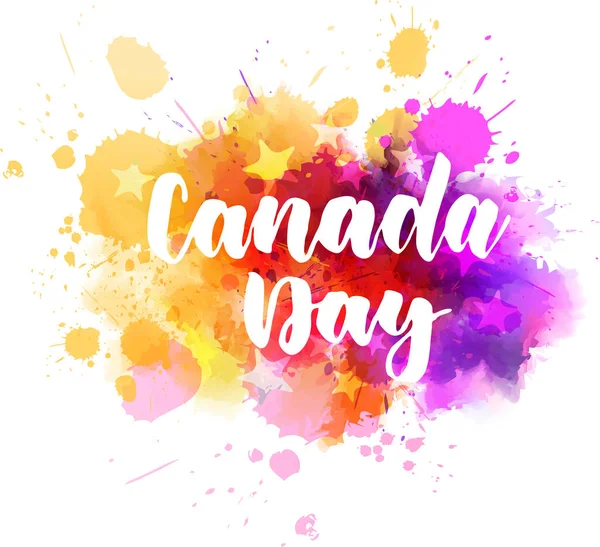 Giorno del Canada - lettering su spruzzi di acquerello — Vettoriale Stock