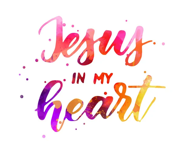 Jesus em meu coração lettering —  Vetores de Stock